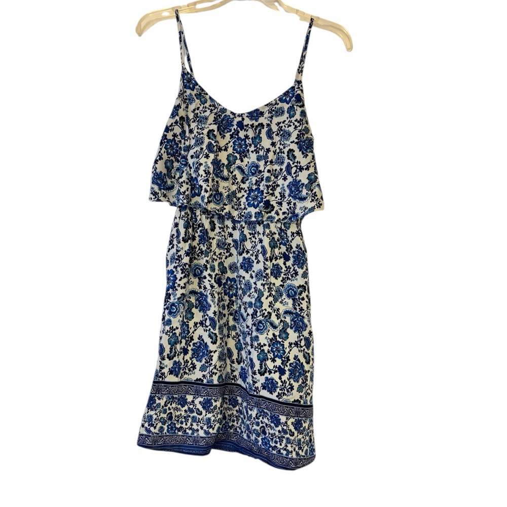 H&M Divided Blue and Cream Floral Dress Size 6
